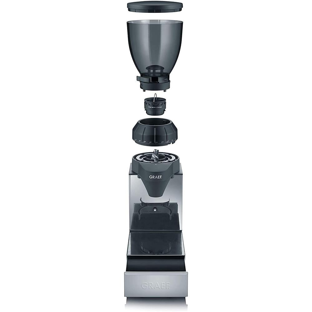 GRAEF Elektrische Kaffeemühle CM850 Edelstahl integrierte Sudschublade Espressomühle