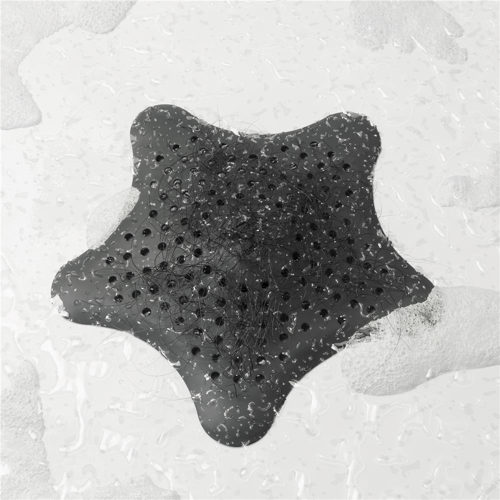 Umbra Starfish Abfluss Haarfänger mit Saugnäpfen, Silikon Abflusssieb, in Schwarz