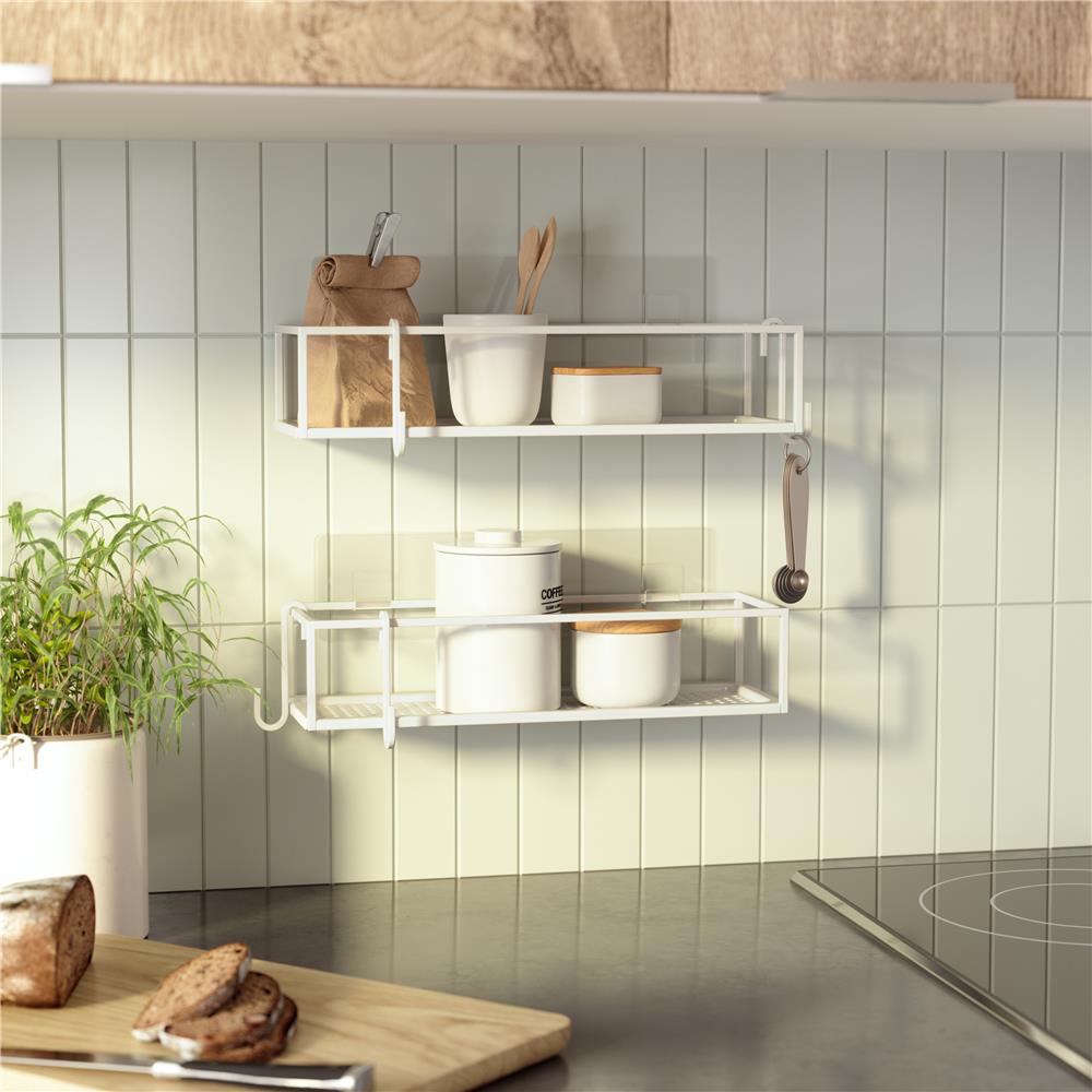 Umbra Cubiko Duschablage, Duschregale ohne Bohren mit Haken, 2er-Set, in Weiß