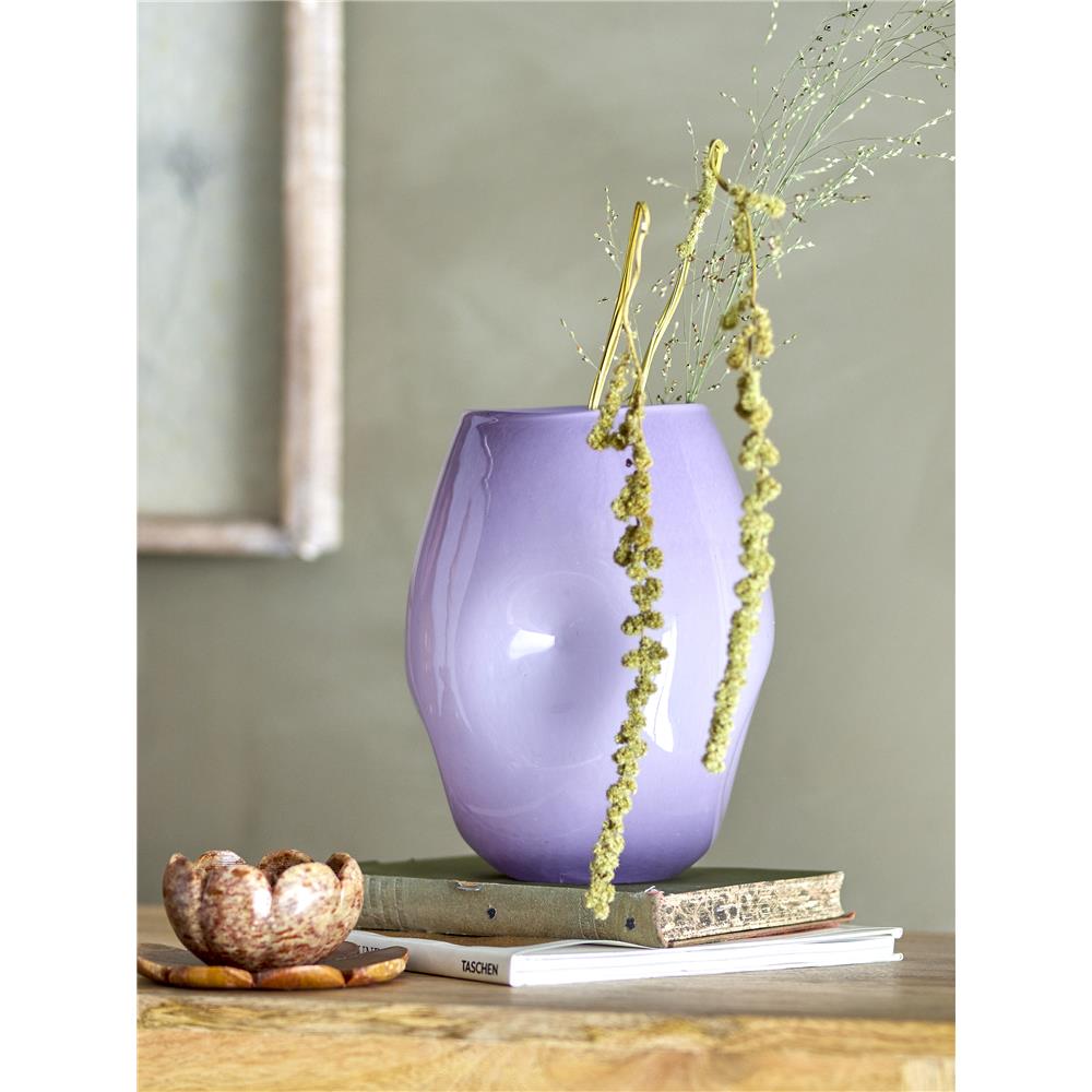 Bloomingville Lilac Vase in Violett, 22cm, aus Glas mundgeblasen