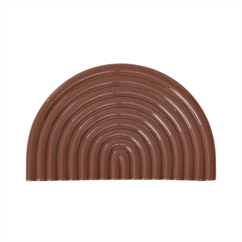 OYOY Regenbogen Tablett 34 x 21 cm Keramik Braun Dekoration Untersetzer