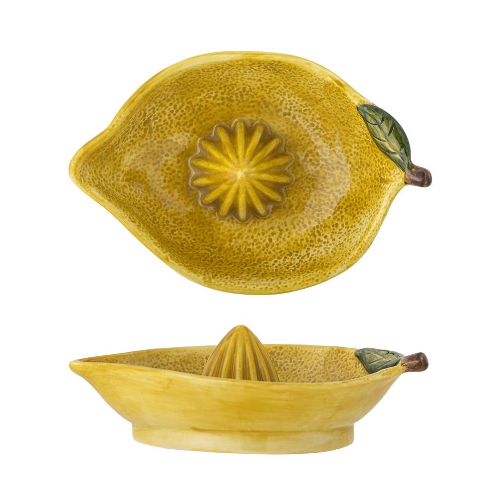 Bloomingville Limone Zitronensaftpresse gelb aus Steingut – mediterranes Küchenaccessoire