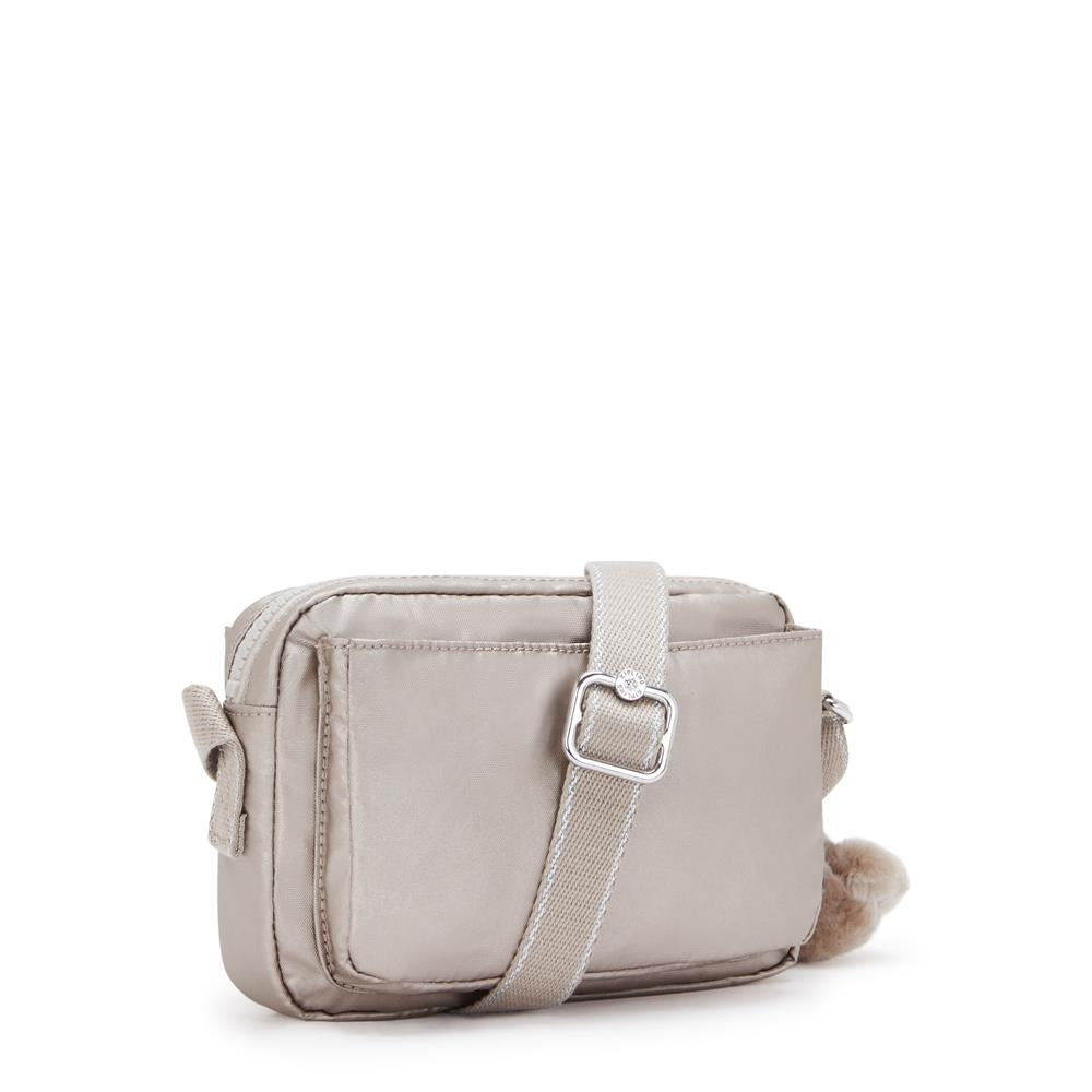 Kipling ABANU S, Kleine Umhängetasche, Metallic Glow (beige), Schultertasche mit verstellbarem Schultergurt