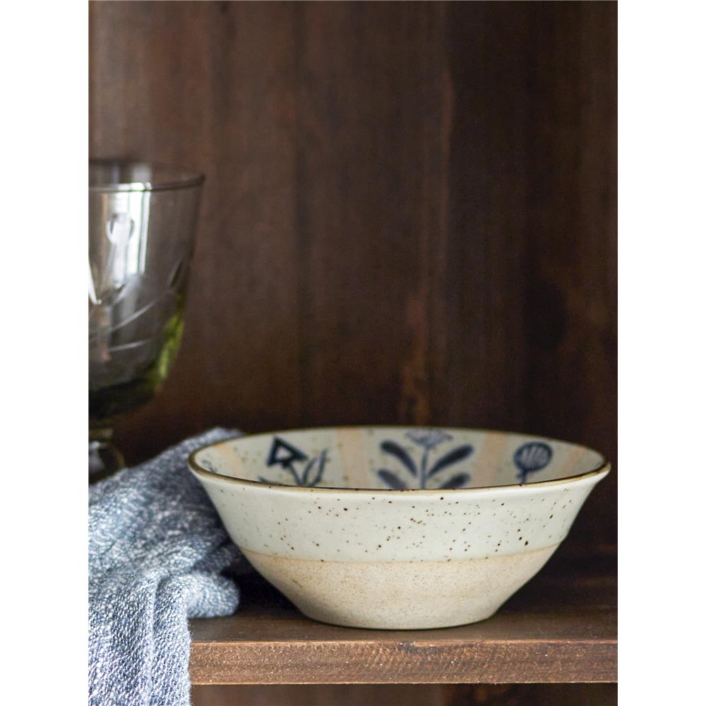 Bloomingville Leonie Schüssel in Beige/Blau, 500ml, aus Steingut