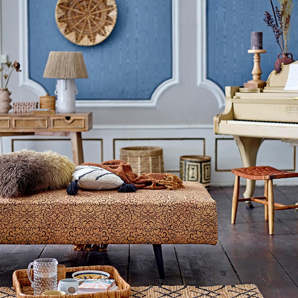 Bloomingville Ganja Decke Braun 160x130 cm – Recycelte Baumwolle mit Fransen