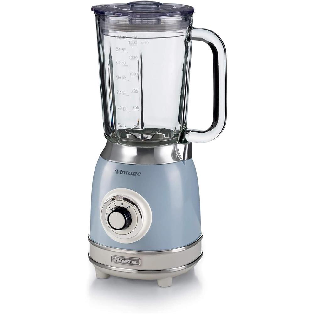 Ariete Vintage Standmixer, Blau, Glasbehälter 1,5L, Smoothie Maker, 1000W