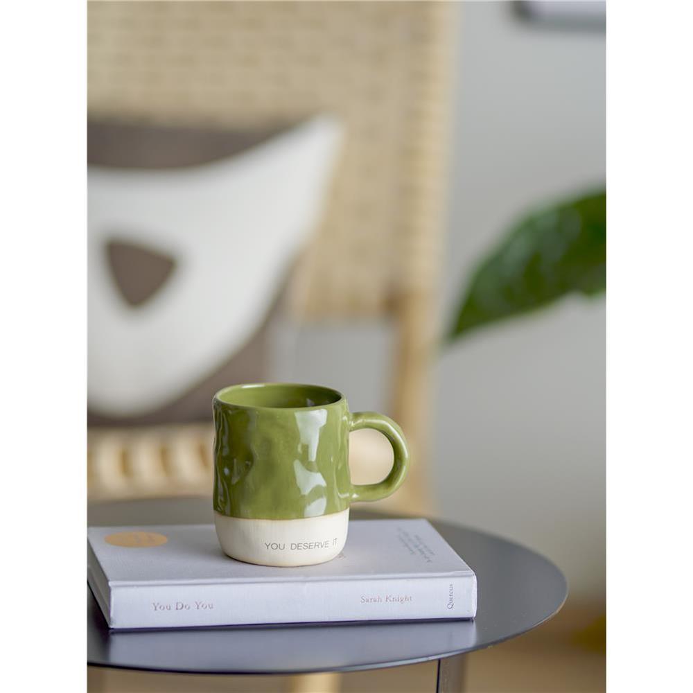 Bloomingville Neo Tasse, Grün, Steingut, 335 ml, dänisches Design