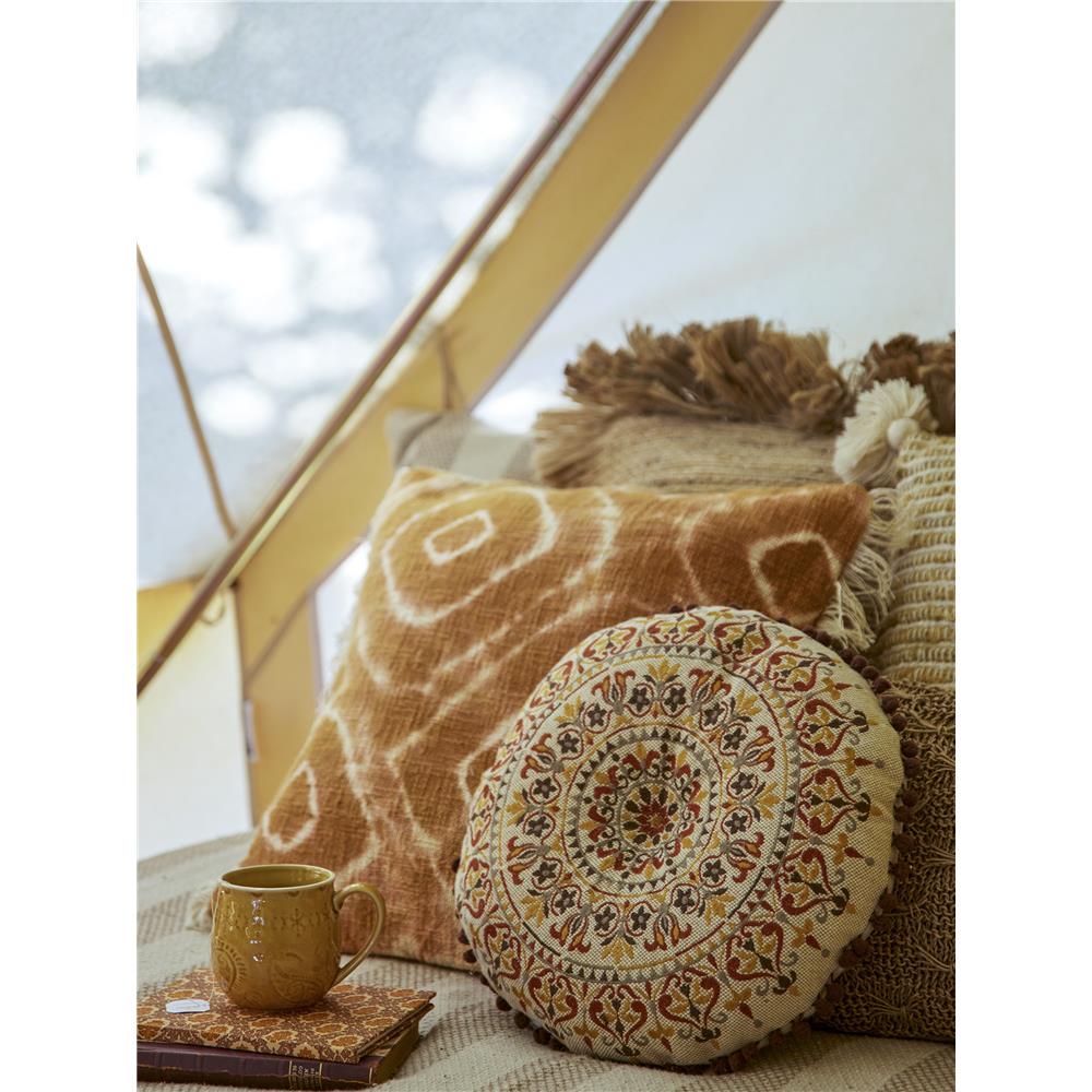 Bloomingville Ester Kissen in Orange, 50x50 cm, 100% Baumwolle mit Fransen