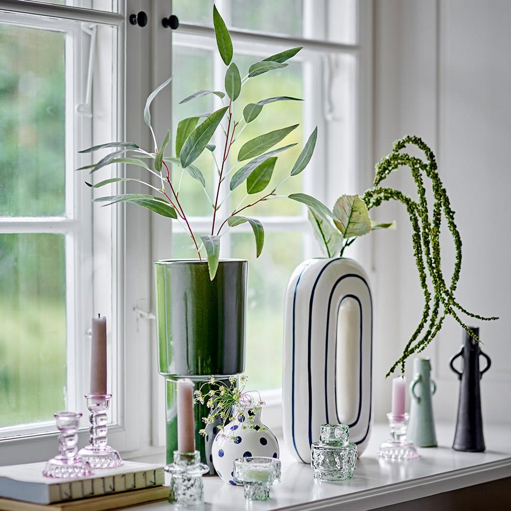 Bloomingville Fian Vase Blau Ø11 cm – Dolomitkeramik, handbemalt & dekorativ