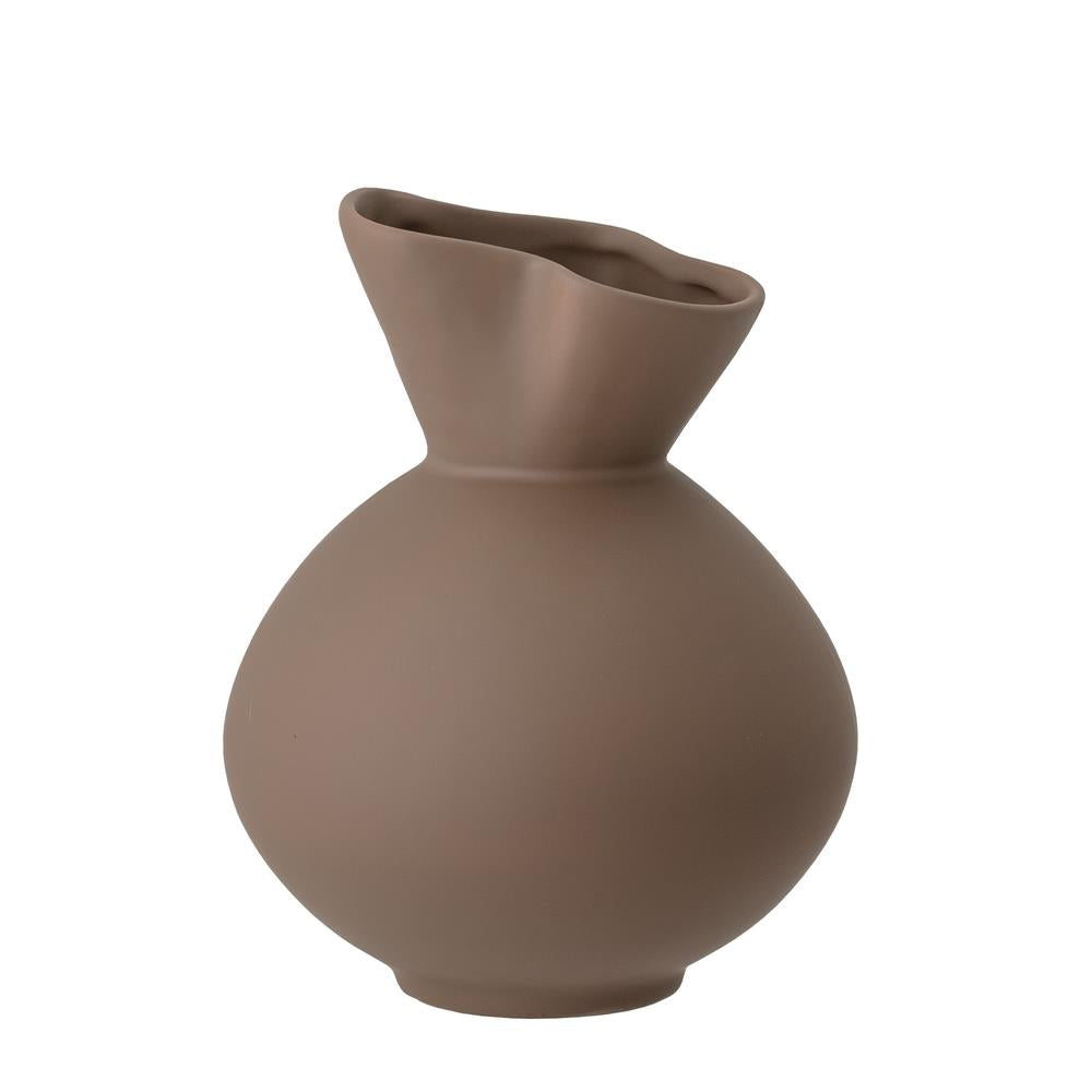 Bloomingville Nicita Vase, Braun, Steingut D17xH20 cm