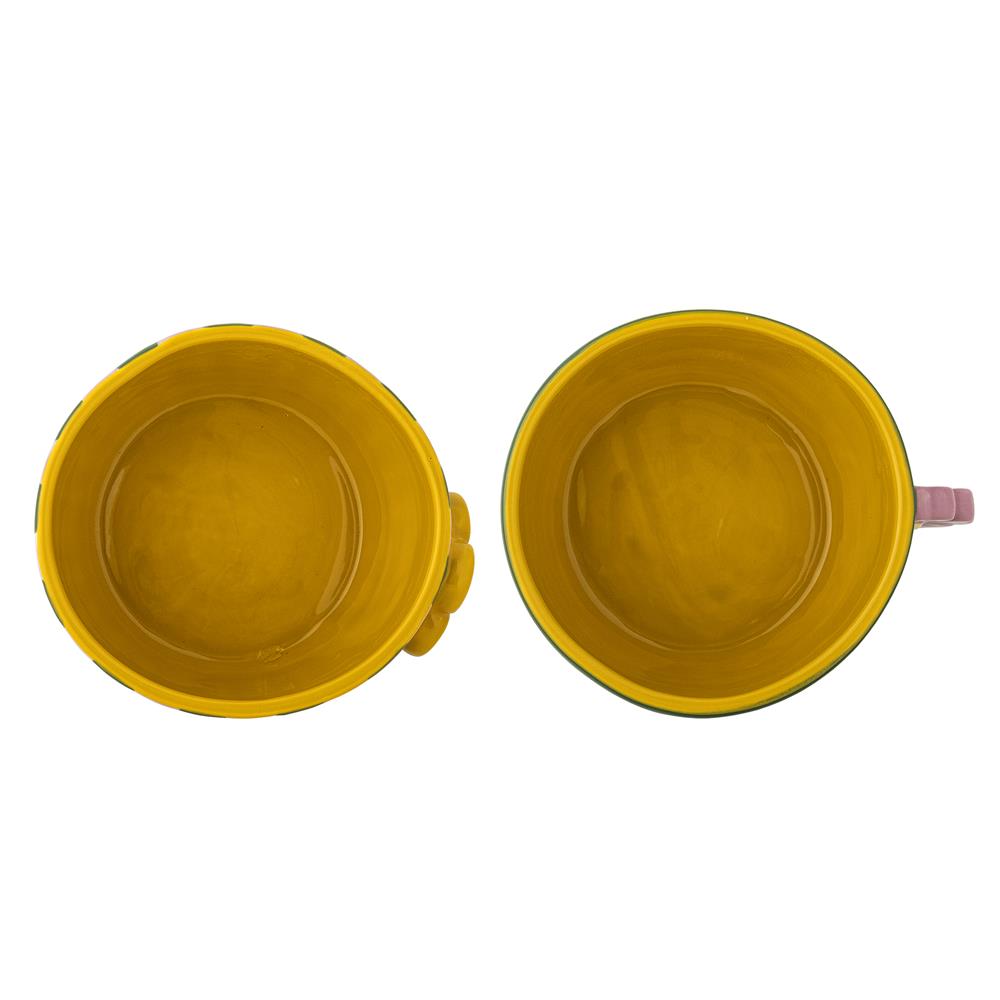 Bloomingville Haisy Schale 2er Set grün - Steingut Schalen mit Blumenmotiv für Küche & Tischdeko