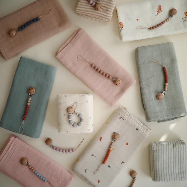 Mushie Musselin-Baby-Wickeldecke, Tawny Birch, Pucktuch aus 100% Bio-Baumwolle