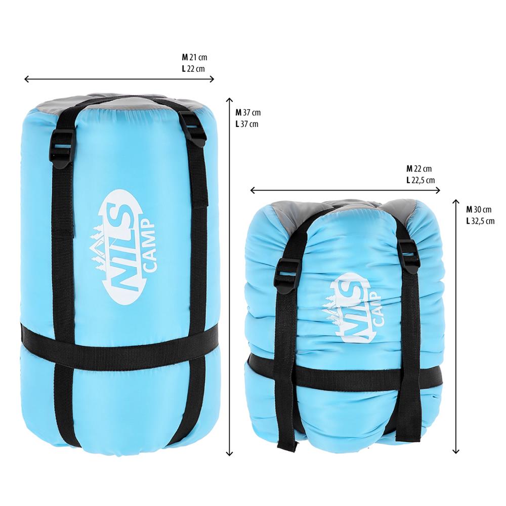 NILS CAMP Schlafsack Größe M Hellblau-Grau - Mumienschlafsack für Outdoor, Trekking & Camping