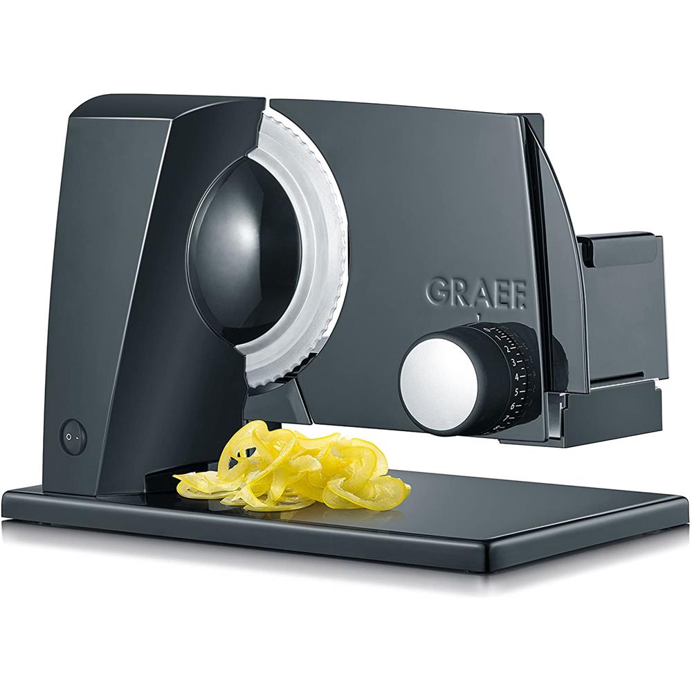 GRAEF Allesschneider SlicedKitchen S11002 schwarz Edelstahl-Wellenschliffmesser und Kindersicherung