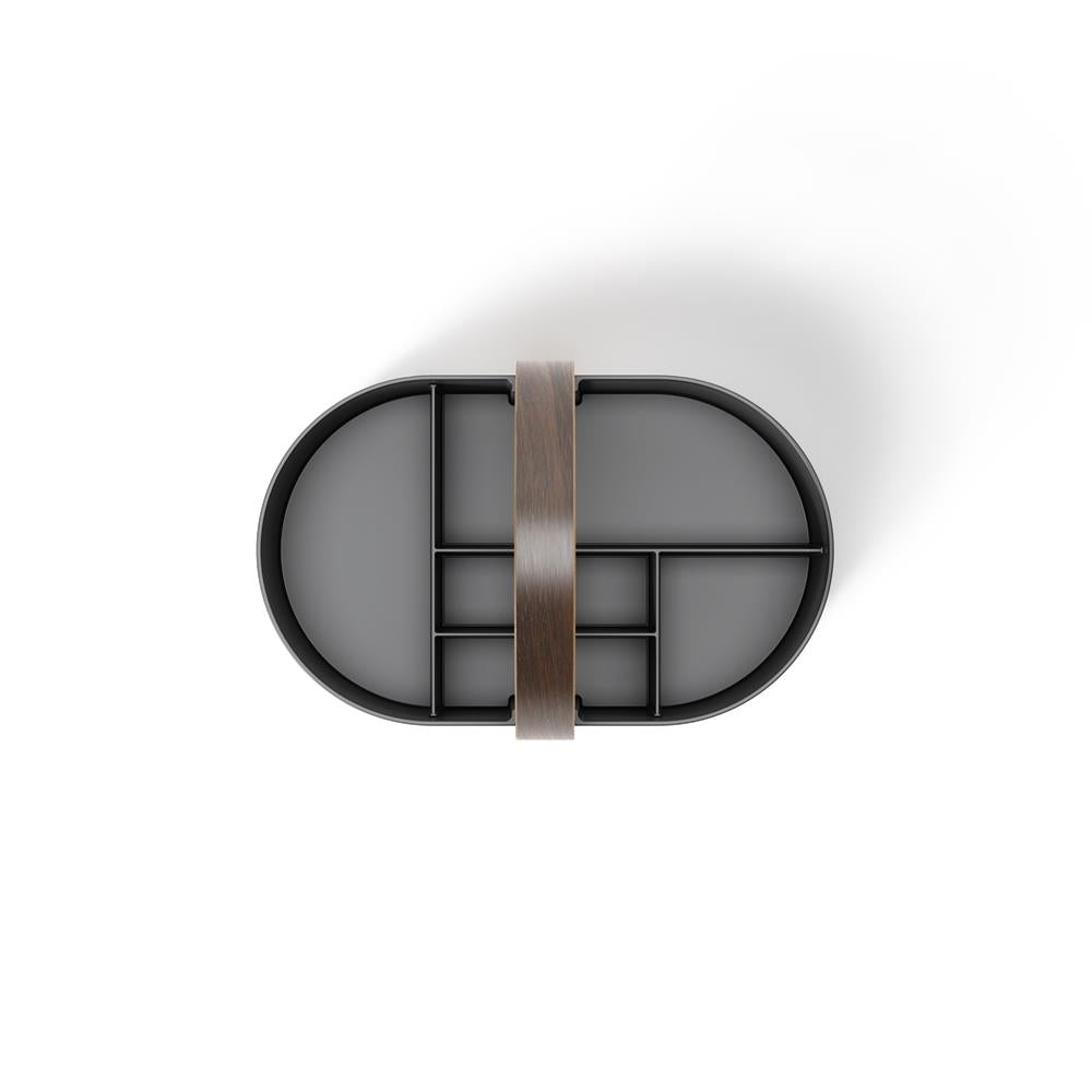 Umbra Bellwood Caddy mit herausnehmbarer Trennwand, Organizer für Kosmetik in Schwarz/Walnuss