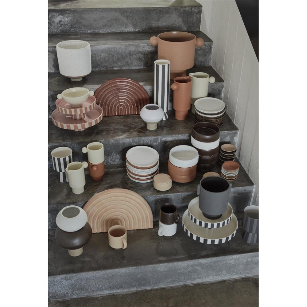 OYOY Toppu Blumentopf 10x15 cm, Schwarz/Weiß gestreift - vielseitig als Übertopf, Dekoschale, Vase