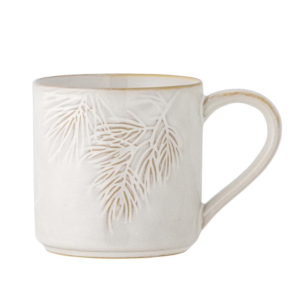 Bloomingville Winter Tasse – mit geprägtem Tannenzweig-Motiv, Weihnachten, dänisches Design