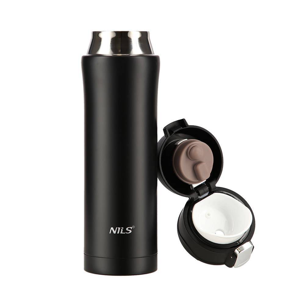NILS Thermobecher 500 ml Edelstahl Schwarz Isolierbecher auslaufsicher