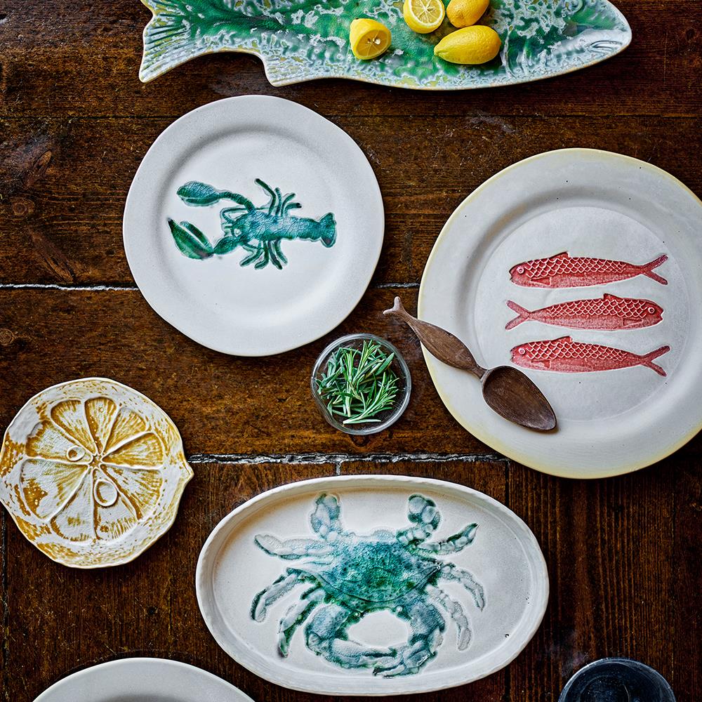 Bloomingville Golda Servierplatte aus Steingut, Braun – dekoratives Zitronen-Design