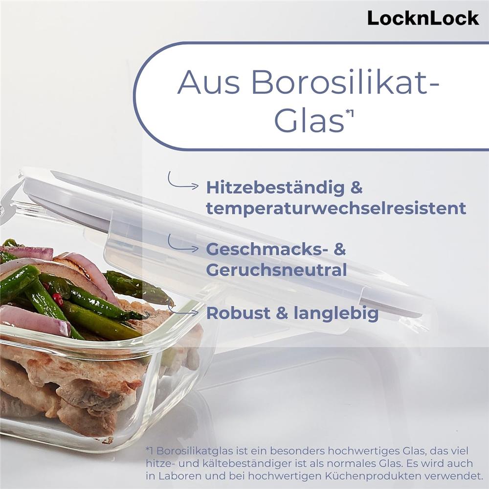 LocknLock OVEN GLASS Frischhaltedose 750 ml, ofenfest bis 400 °C