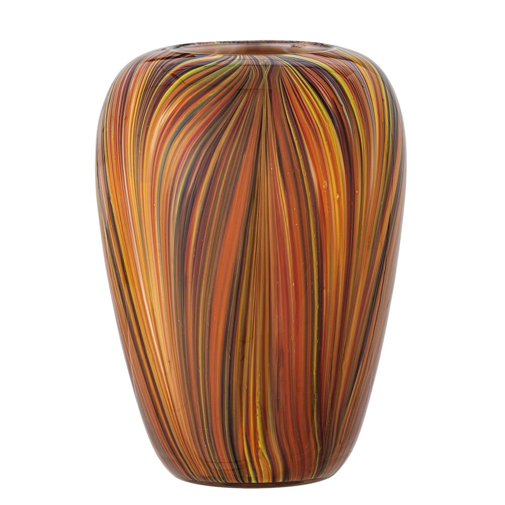 Bloomingville Sunny Vase orange D16,5 cm aus Glas – dekorative Glasvase für Wohnzimmer & Tischdeko