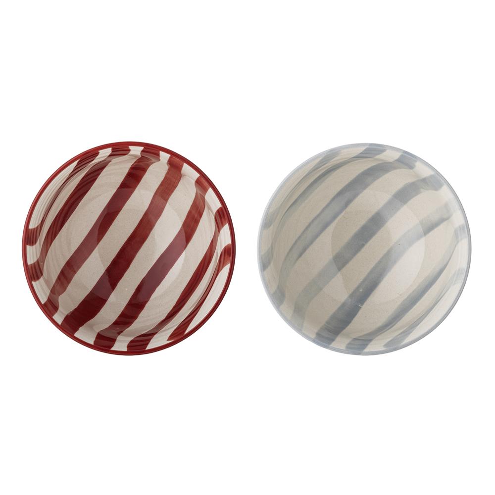 Bloomingville MINI Darby Schalen mit Streifen und Ballons, Steingut, 2er Set, Kinderschüsseln