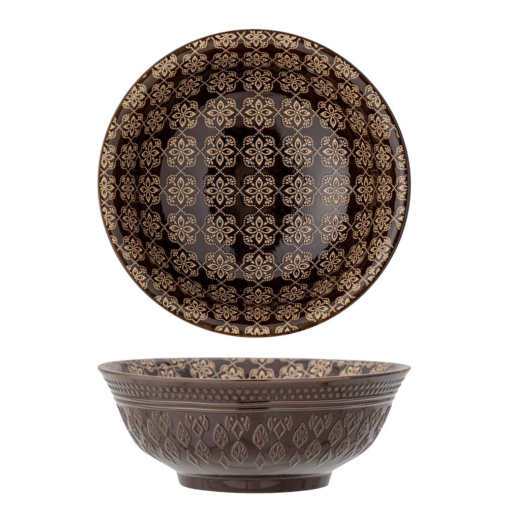 Bloomingville Marsala Schale braun D21 cm, 1400 ml aus Steingut – Servierschale für Küche & Tischdeko