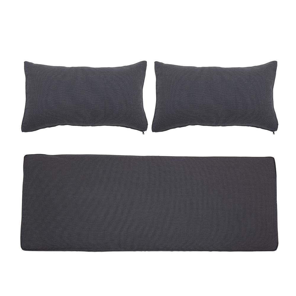 Bloomingville Mundo Kissenbezug (Keine Füllung), Grau, Polyester, L154xH8xW57/L75XH45xW9 cm, Set of 3