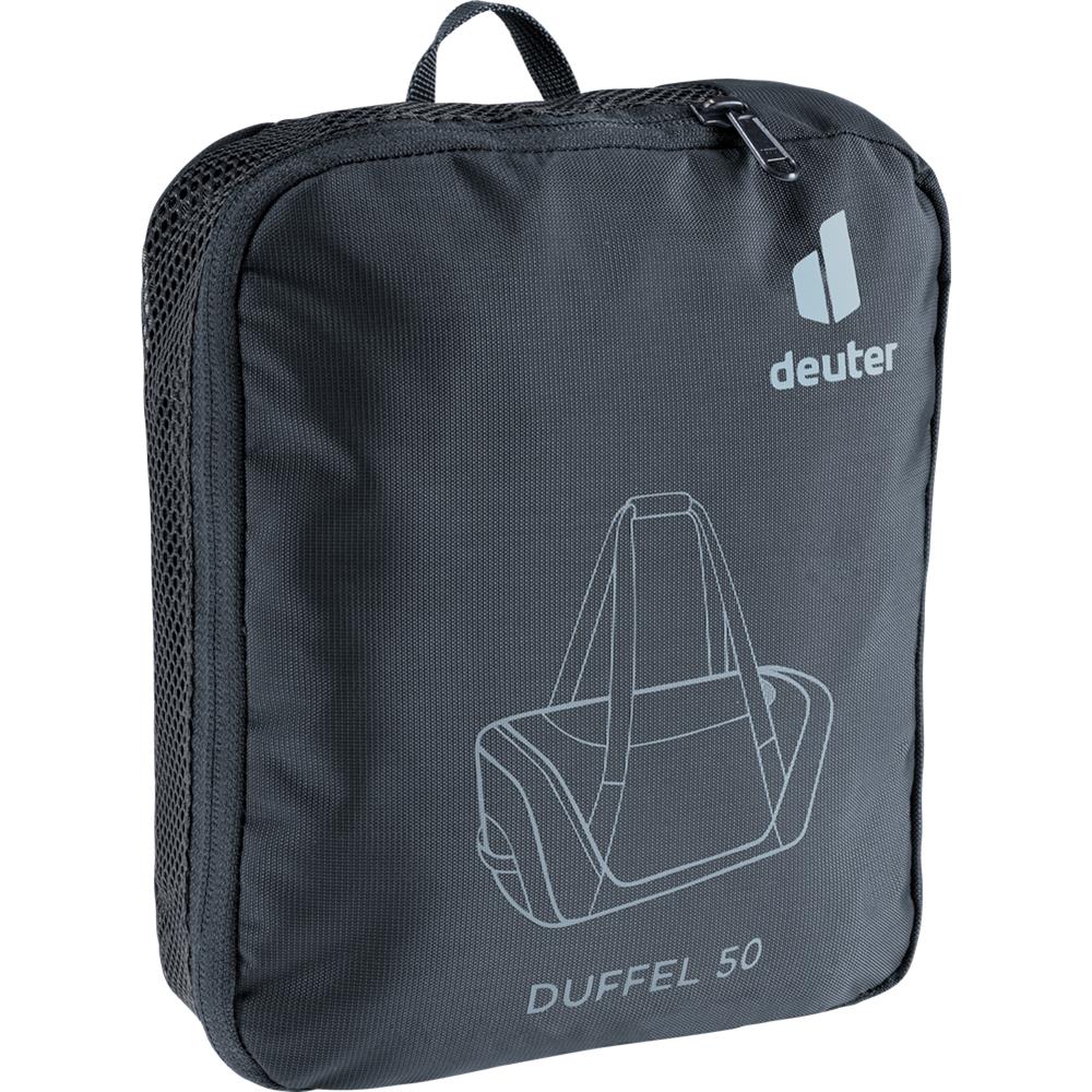 deuter Duffel 50, Reisetasche, black (schwarz), mit Seitentasche und Netzinnentasche