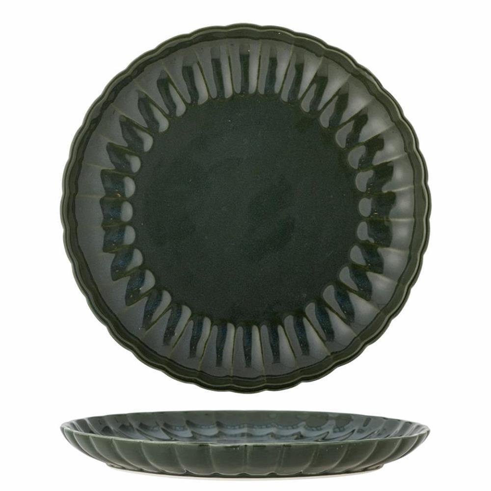 Bloomingville Latina Teller, Dunkelgrün, 27 cm, Steingut, Speiseteller, dänisches Design