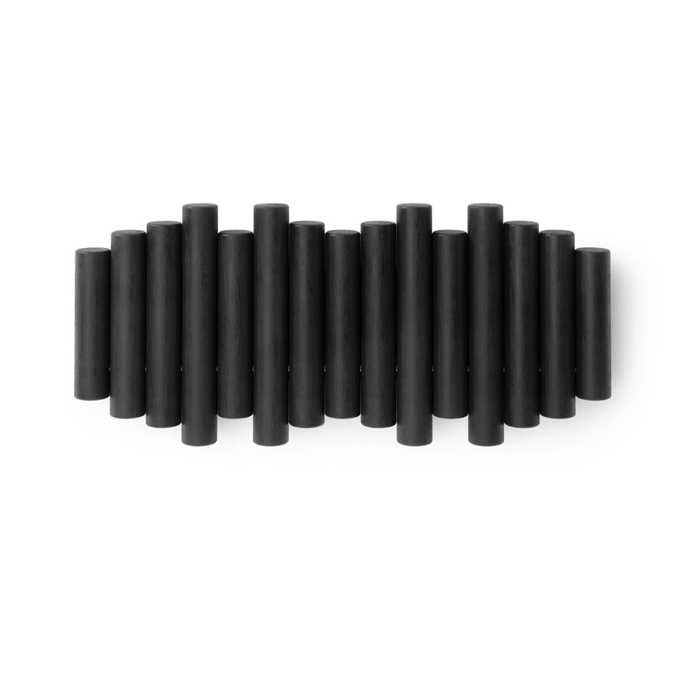 Umbra Picket - Moderne Garderobenleiste mit 5 Garderobenhaken, Schwarz, aus Kiefernholz