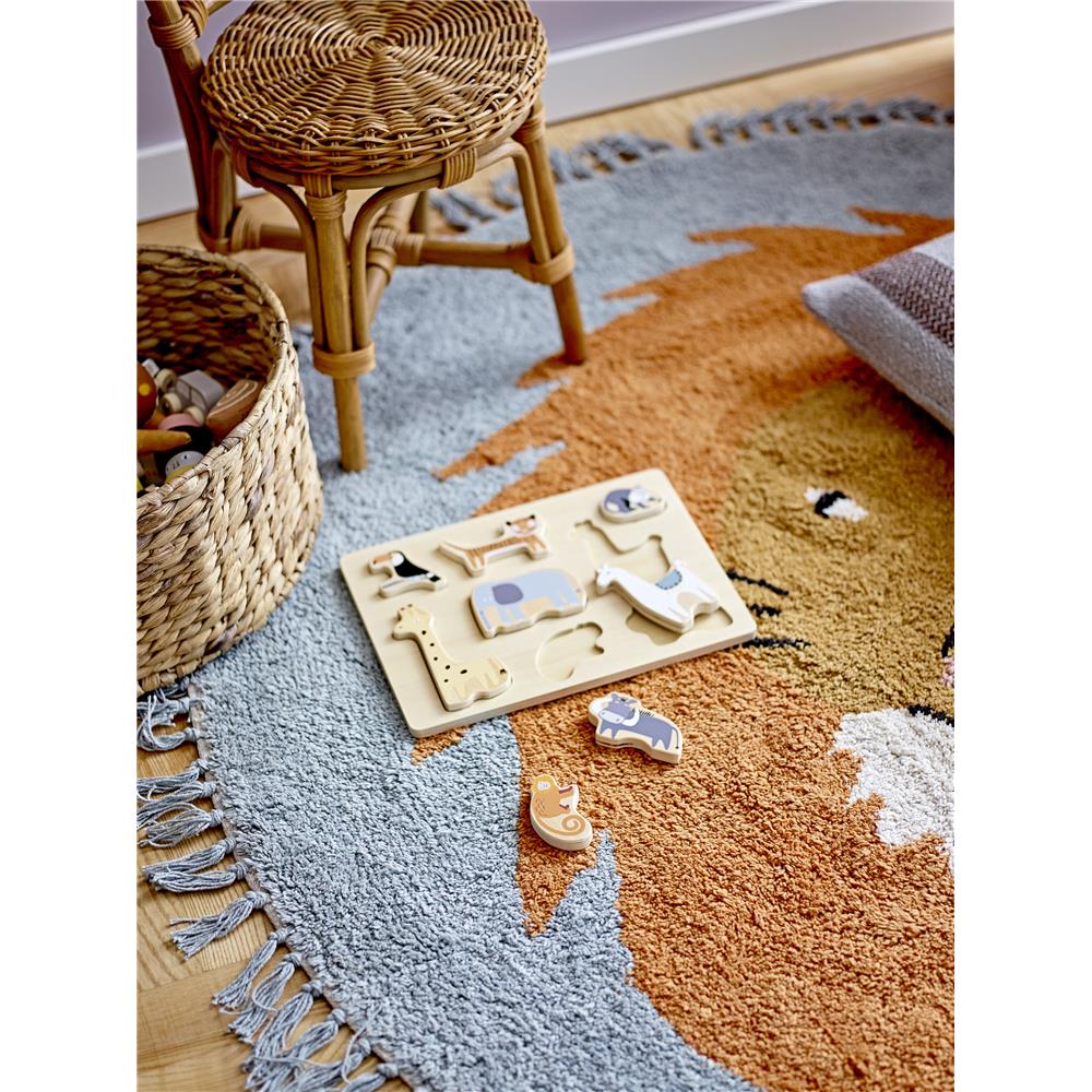 Bloomingville MINI Nann Kissen, Braun, recycelte Baumwolle L40 x B40 cm