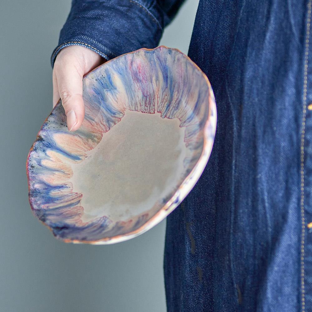 Bloomingville Amalia Schale, Blau, Steingut, 18,5 cm, spülmaschinengeeignet, handglasierte Optik