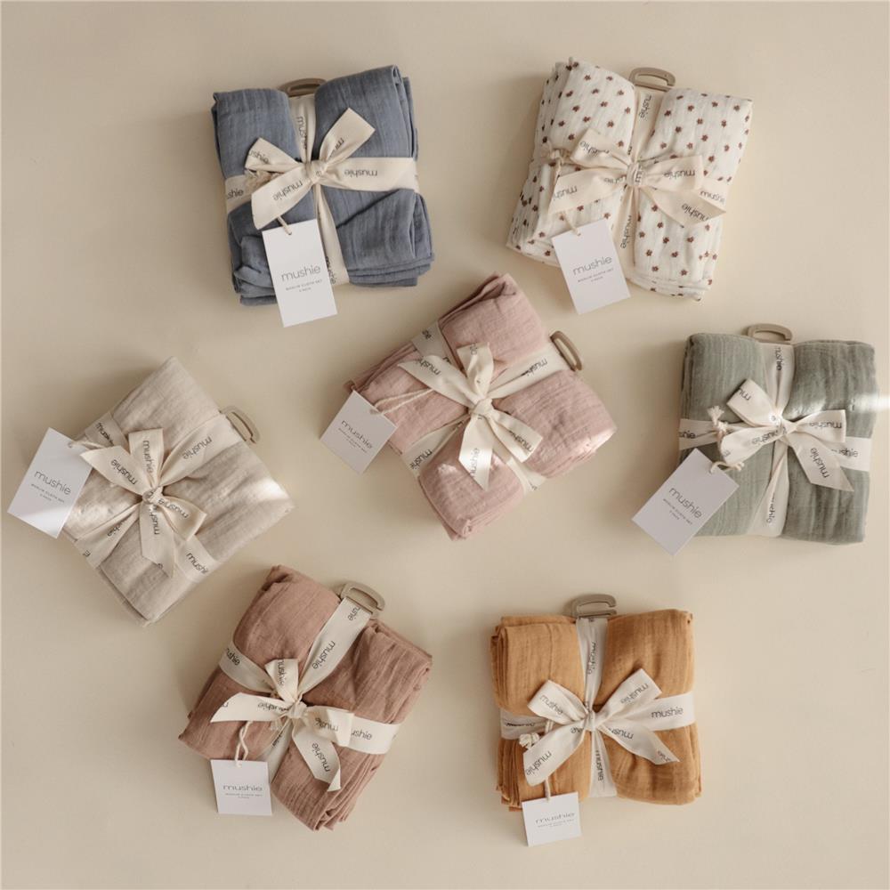 Mushie Musselin-Spucktücher 3er-Pack, Crowns, Mulltücher aus 100% Bio-Baumwolle