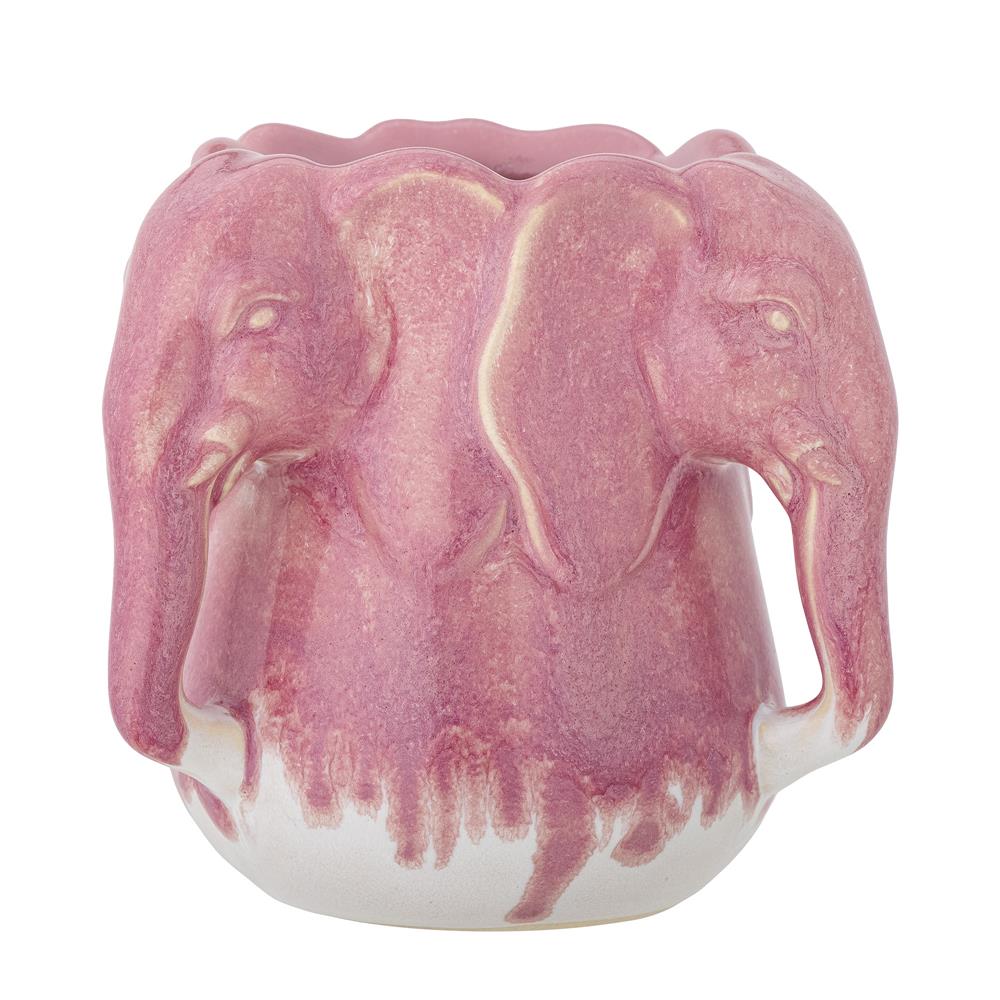 Bloomingville Pontus Vase Pink Steingut D15,5xH15,5 cm – verspielte Elefanten-Vase