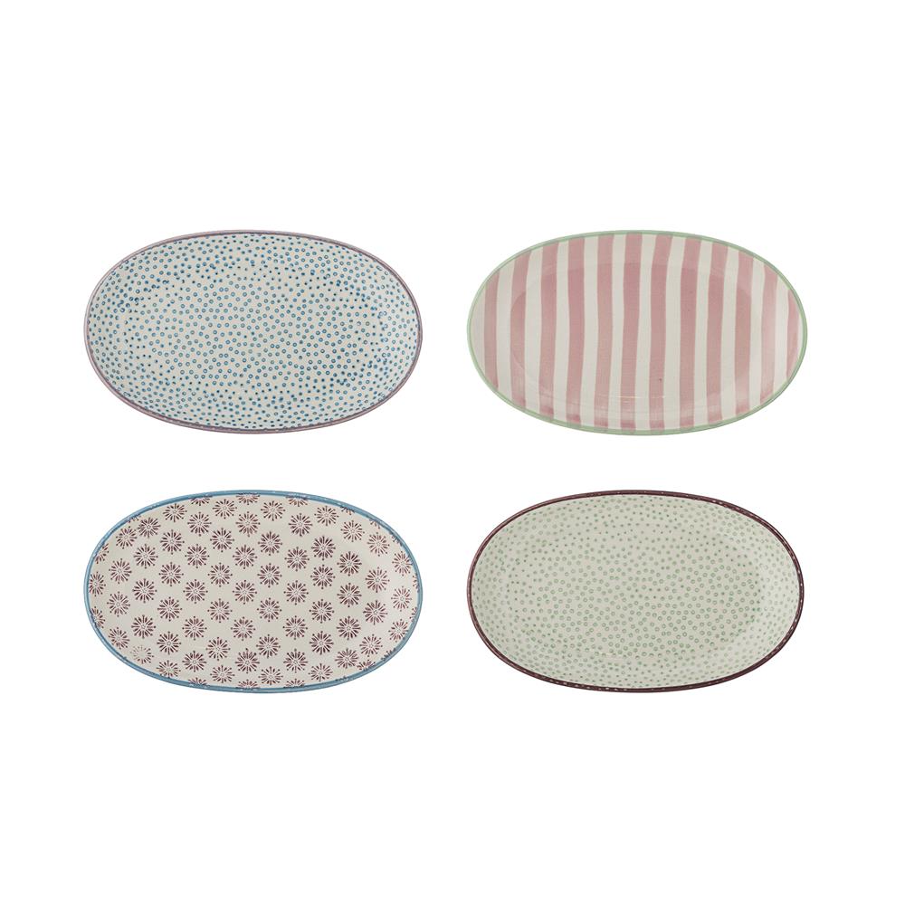 Bloomingville Patrizia Teller, 4er Set, 21,5x13cm, Steingut, dänisches Design