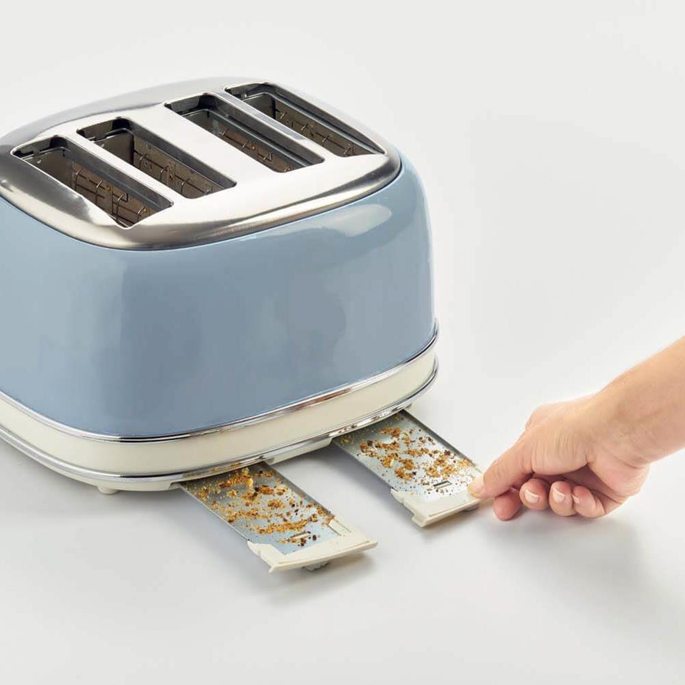 Ariete Vintage Toaster, Blau, 4-Scheiben-Toaster mit 6 Bräunungsstufen, 1600W
