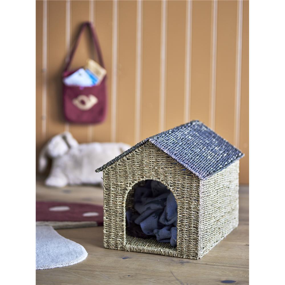 Bloomingville MINI Fredie Korb mit Deckel, Haus, Spielzeugkiste, Aufbewahrungskorb, dänisches Design