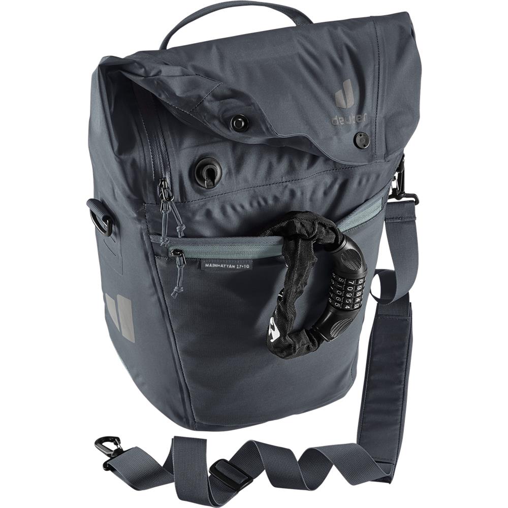 deuter Mainhattan, Fahrradtasche, graphite-shale (grau), 17L+10L, mit Bagfix-Halterung und Laptopfach
