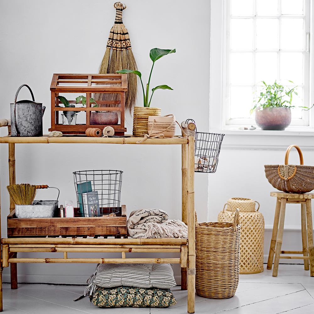 Bloomingville Madlin Laterne mit Glas 2er Set, Natur, Bambus – stimmungsvolle Deko für drinnen & draußen