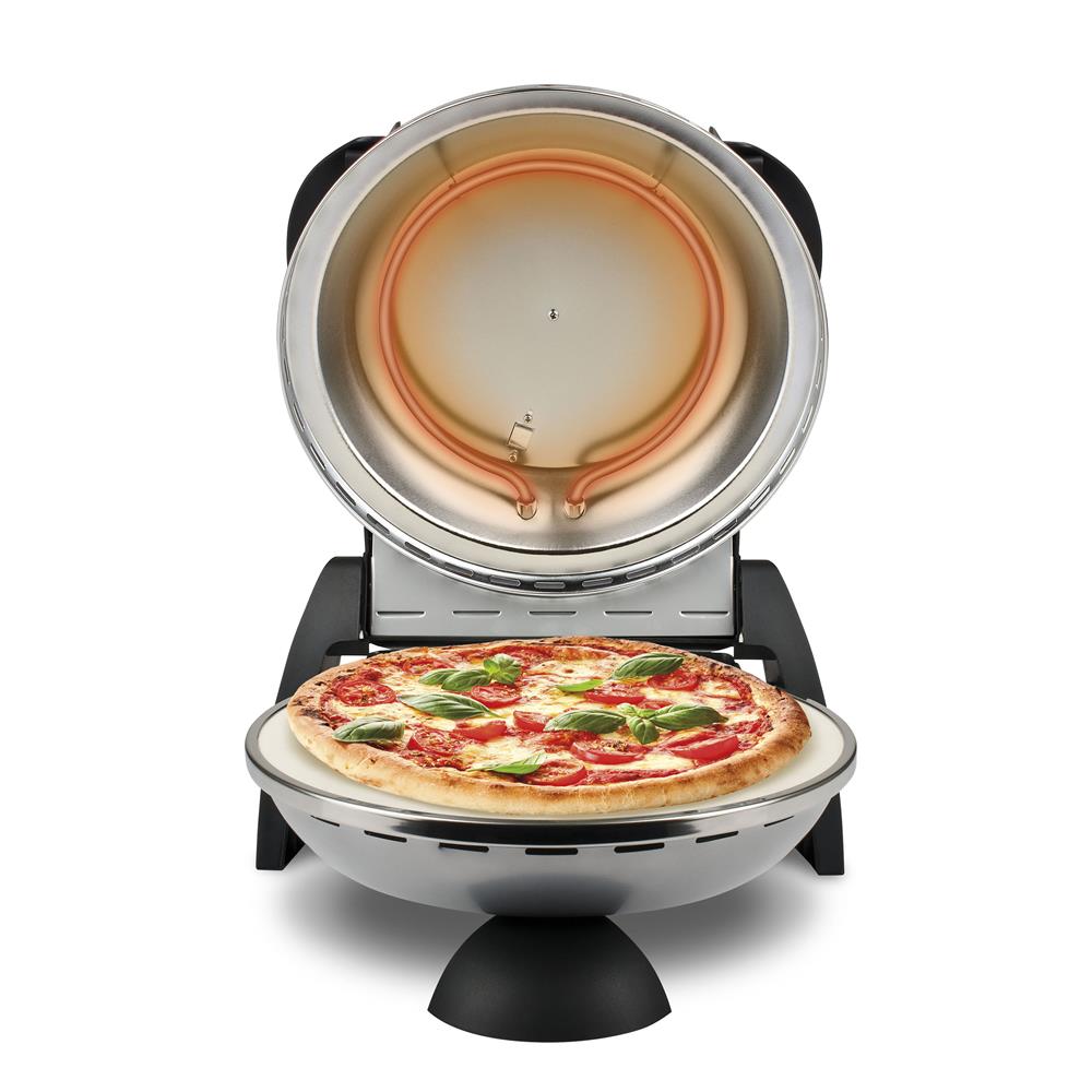 G3Ferrari elektrischer Pizzaofen Delizia 1200 W für Pizza Ø 31cm silber Pizzamaker mit feuerfestem Naturstein