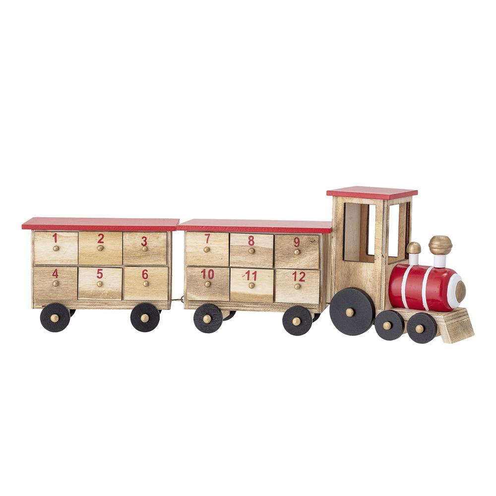 Bloomingville Adventskalender Eisenbahn – Holz-Zug Grunk mit 24 Boxen zum Befüllen, dänisches Design