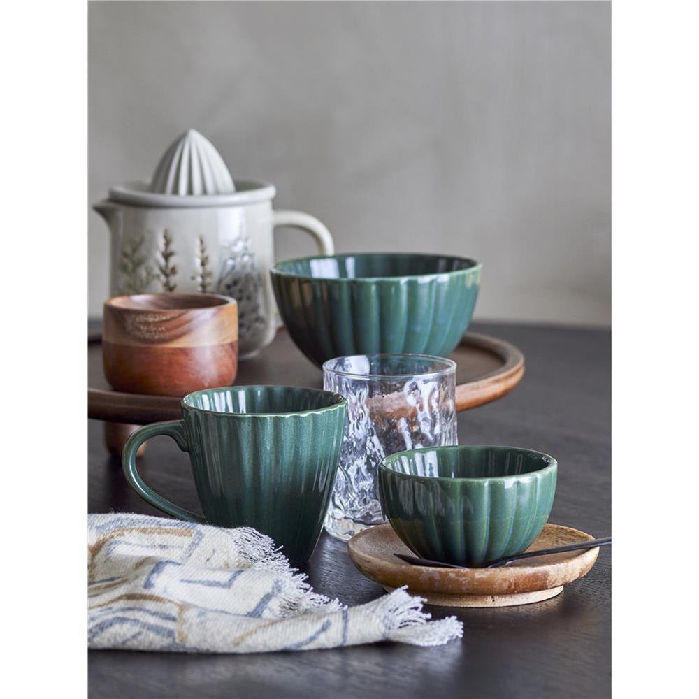 Bloomingville Latina Becher, Dunkelgrün, Steingut, 220 ml, Tasse, dänisches Design