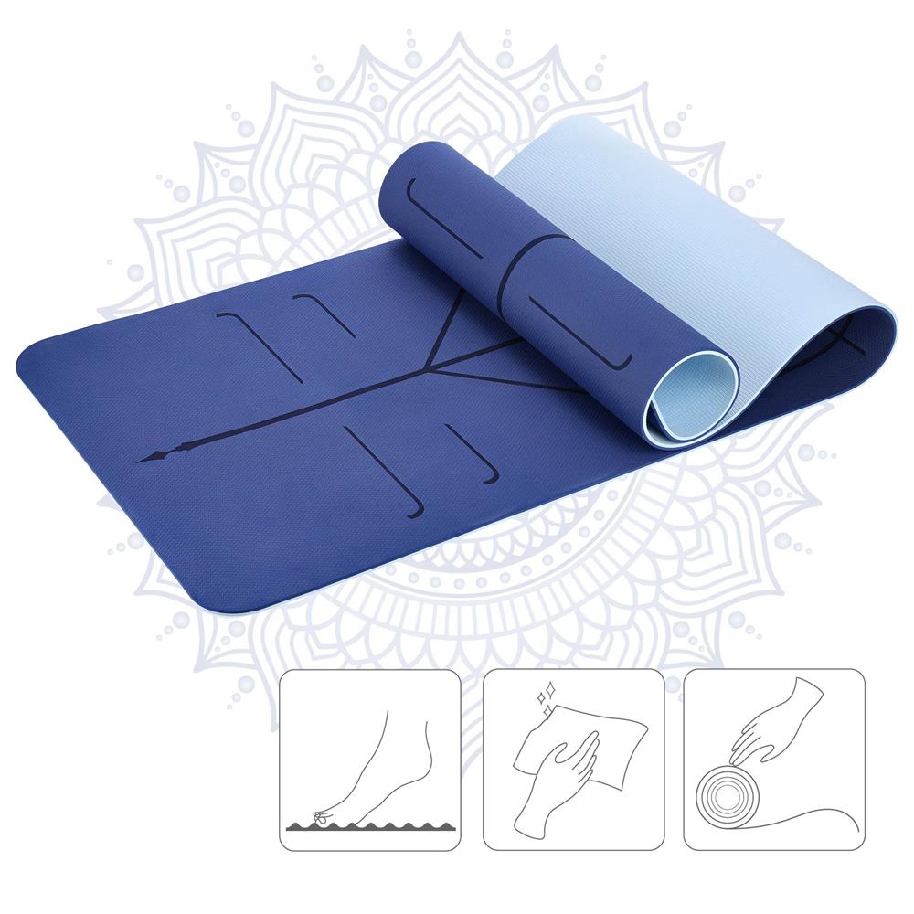 Yogamatte 183 x 61 x 0,8 cm Fitnessmatte Blau Gymnastikmatte rutschfest | HMS YM10