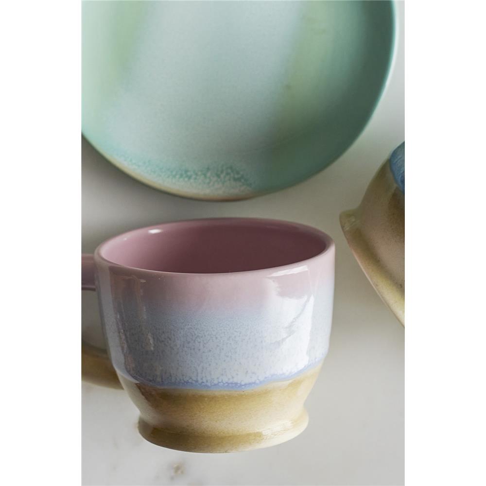 Bloomingville Safie Becher Rosa 300ml Steingut mit Henkel spülmaschinenfest Tasse