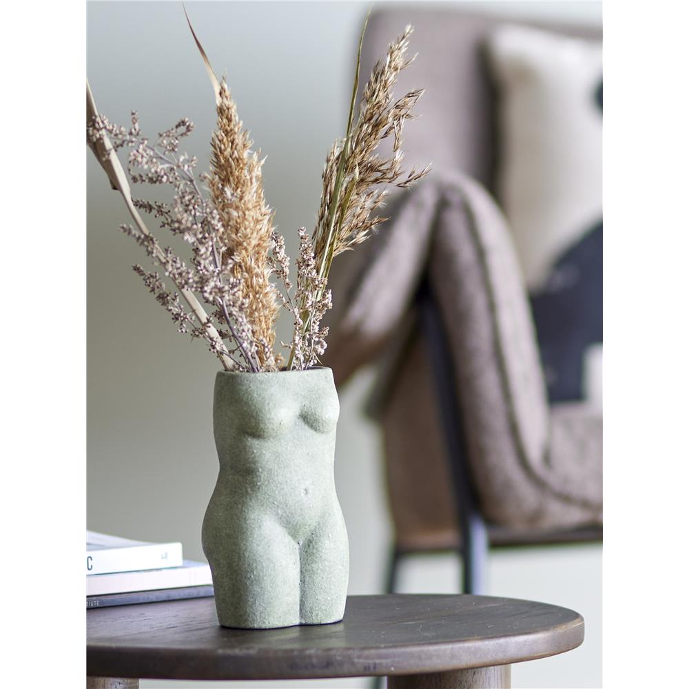 Bloomingville Emeli Dekovase, Grün, Terrakotta, 10x16x6,5 cm, dänisches Design