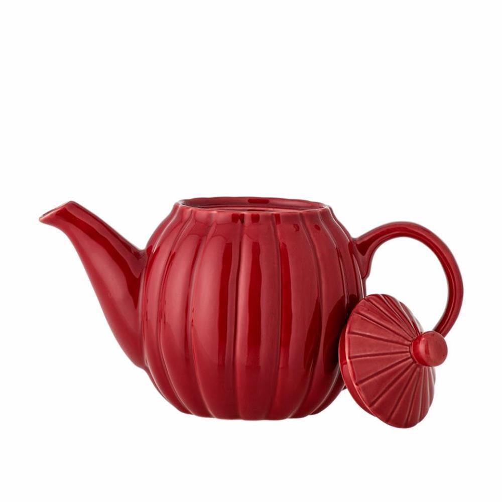 Bloomingville Latina Teekanne, Rot, 1 Liter, Steingut, dänisches Design