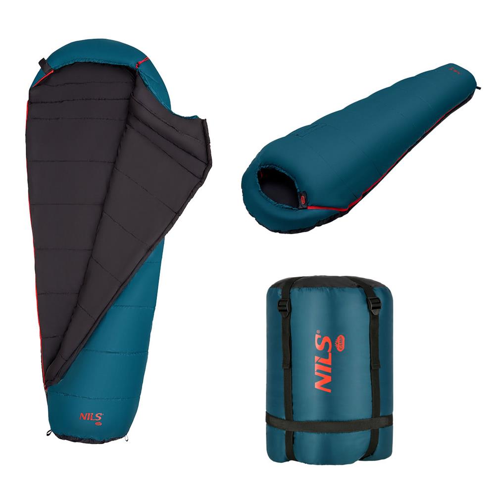 NILS CAMP Mumienschlafsack in Dunkelgrün - warmer Schlafsack für Camping und Outdoor bis -13 °C