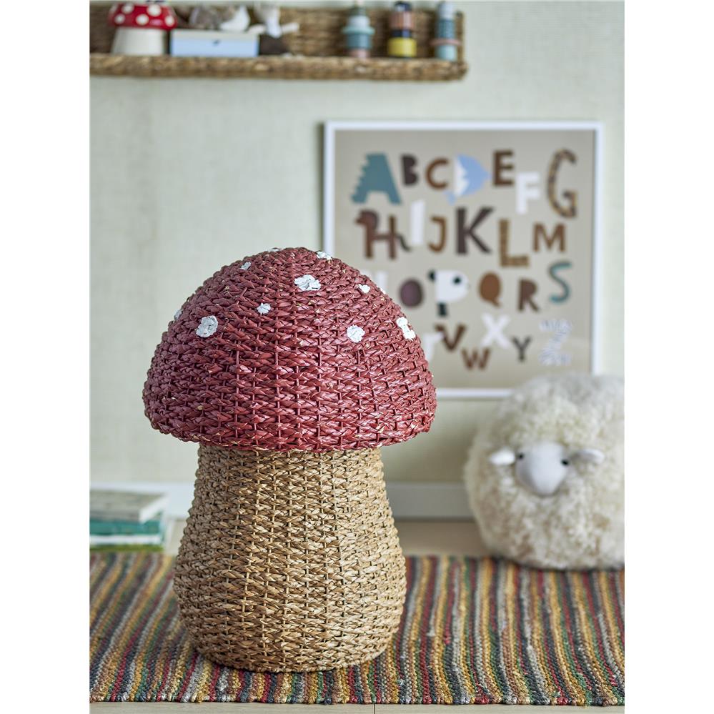 Bloomingville MINI Corintha Korb mit Deckel rot/braun Fliegenpilz Seegras Aufbewahrungskorb Kinderzimmer