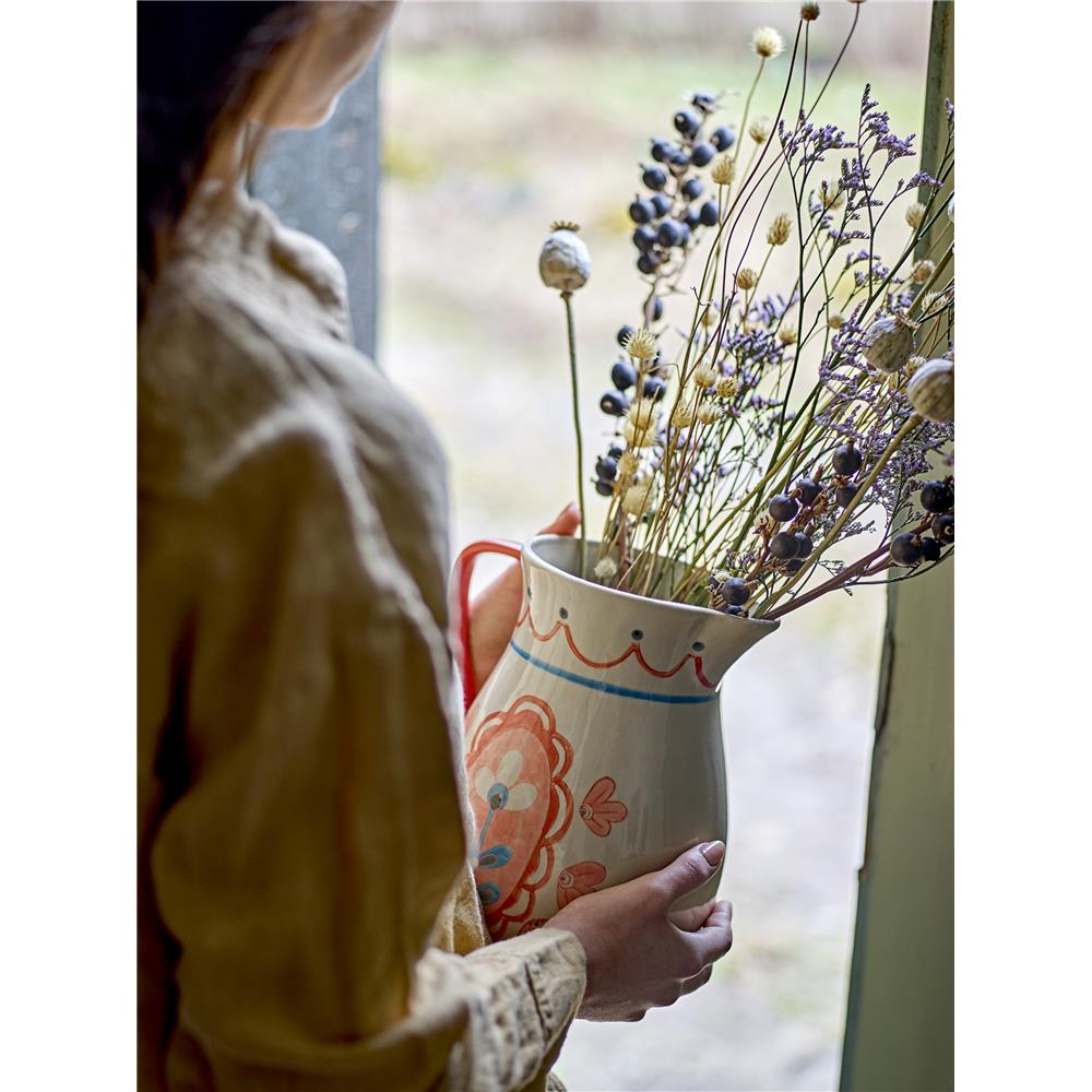 Bloomingville Odina Krug, 3,3 Liter, aus Steingut, mit Blumenmotiv in Pink- und Blautönen